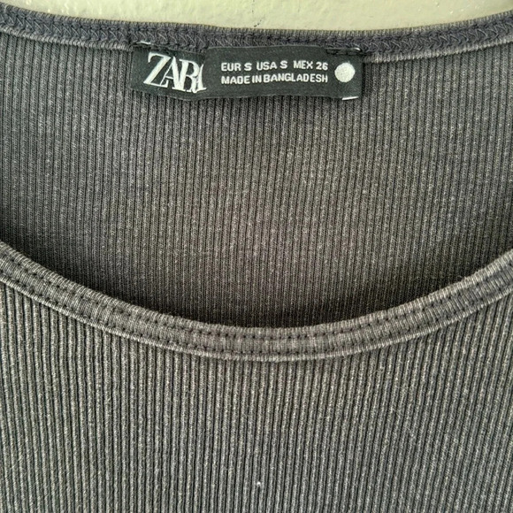 Zara Ribbed Tie Waist Bodycon Midi Dress - Picture 4 of 9